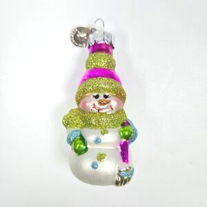 NICE Radko Celebrations Snowman Glitter Sparkle Miniature Mini‎ Ornament 2013 S4